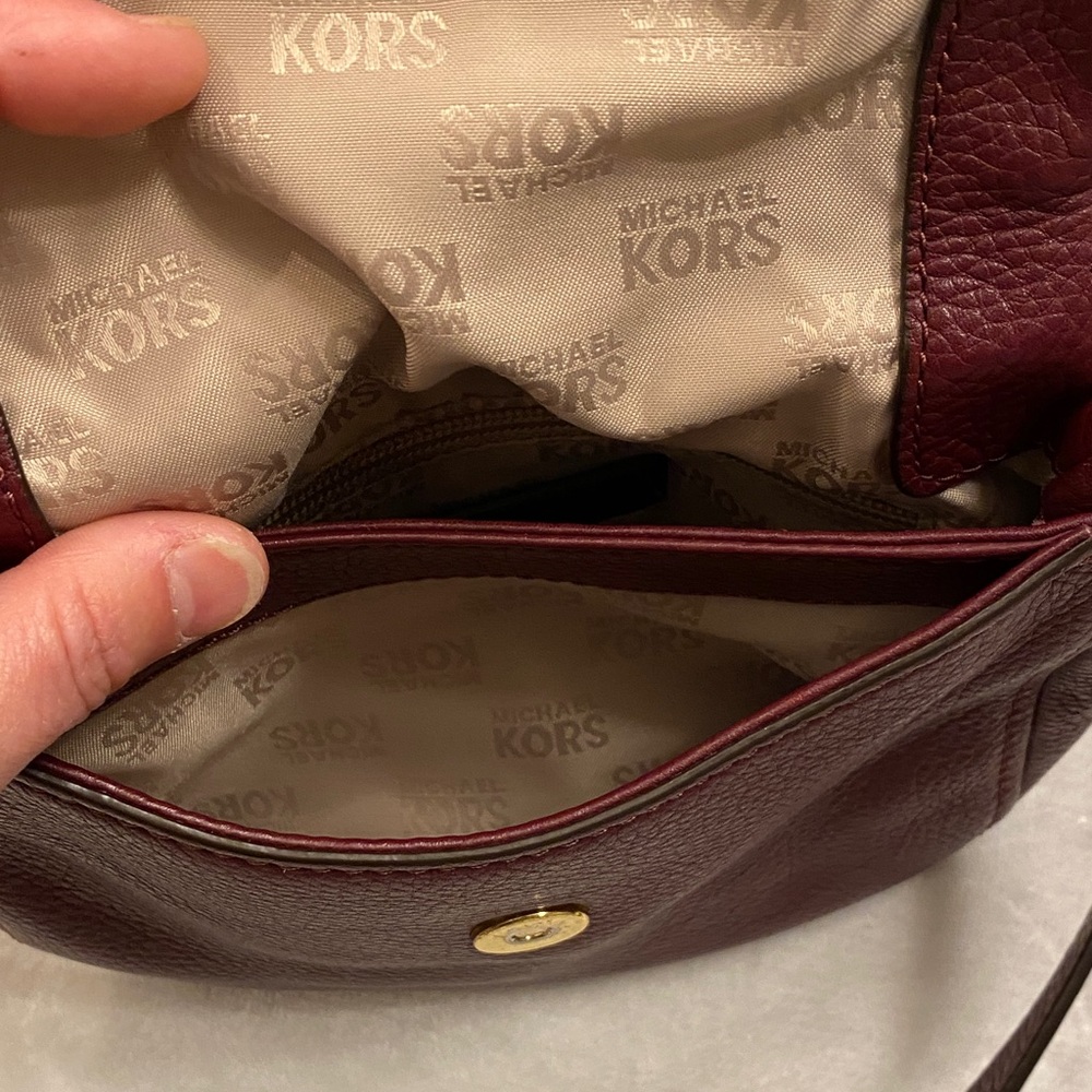 Michael Kors Dark Red Crossbody Bag with Gold Accents - Picture 6 of 8